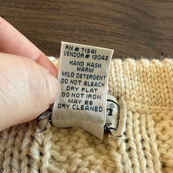 LL Bean Tall Men's XXL Cream 100% Wool Sweater - Picture 7 of 8